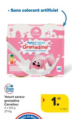 Yaourt saveur grenadine Carrefour
