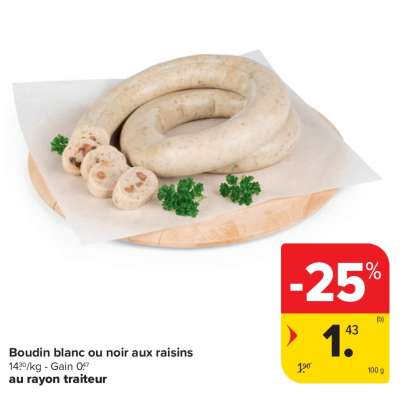 Boudin blanc ou noir aux raisins