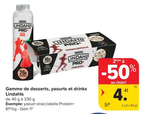 Gamme de desserts, yaourts et drinks Lindahls