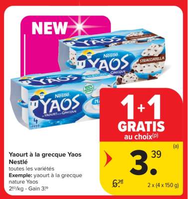 Yaourt à la grecque Yaos Nestlé