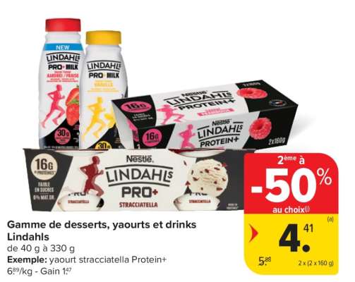Gamme de desserts, yaourts et drinks Lindahls