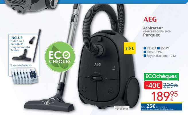 AEG Aspirateur AB61C3GG CLEAN 6000 Parquet
