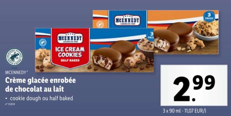 MCENNEDY Crème glacée enrobée de chocolat au lait