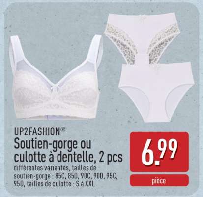 UP2FASHION® Soutien-gorge ou culotte à dentelle, 2 pcs