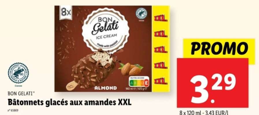 BON GELATI Bâtonnets glacés aux amandes XXL