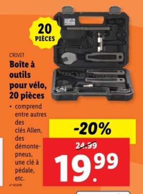 CRIVIT Boîte à outils pour vélo, 20 pièces