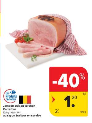 Jambon cuit au torchon Carrefour