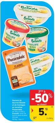 Gamme de beurres Balade et de fromages en tranches Passendale