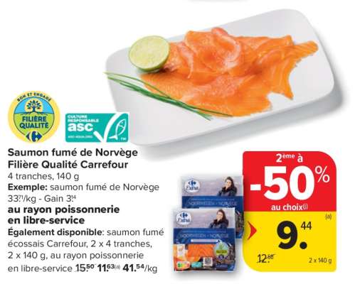 Saumon fumé de Norvège Filière Qualité Carrefour