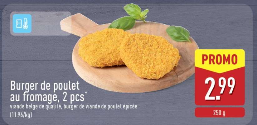 Burger de poulet au fromage, 2 pcs
