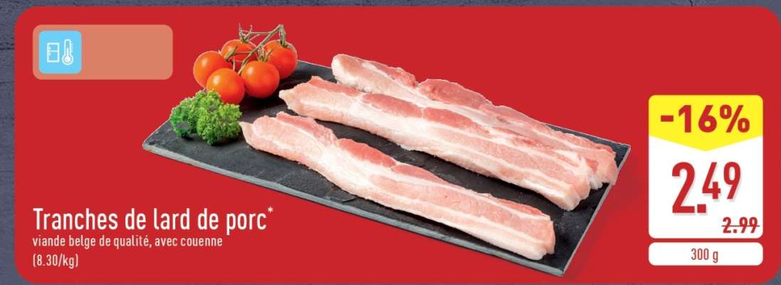 Tranches de lard de porc