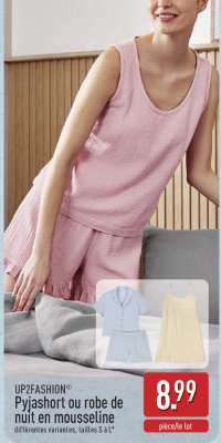 UP2FASHION® Pyjashort ou robe de nuit en mousseline